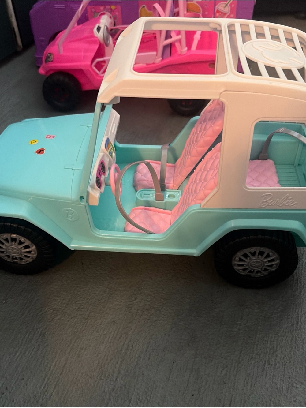 Barbie Kids Ride-On Toy Jeep - Pink and Teal
